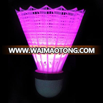 Top quality lighting nylon plastic colorful indoor LED badminton shuttlecock